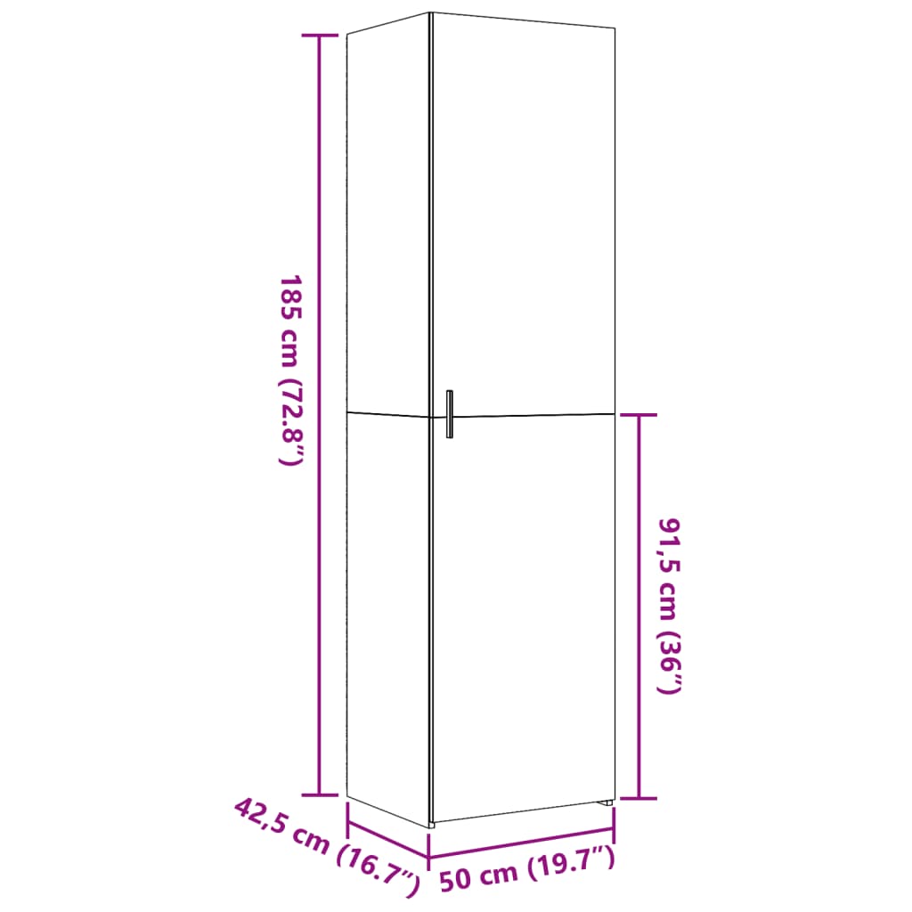 Buffet haut sonoma gris 50x42,5x185 cm bois d'ingénierie