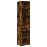 Buffet haut chêne fumé 40x42,5x185 cm bois d'ingénierie