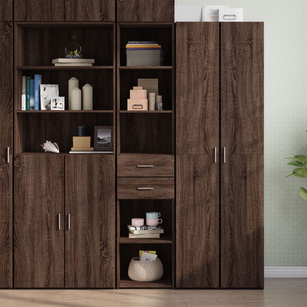 High sideboard brown oak 40x42.5x185 cm engineered wood