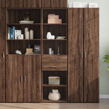 High sideboard brown oak 50x42.5x185 cm engineered wood