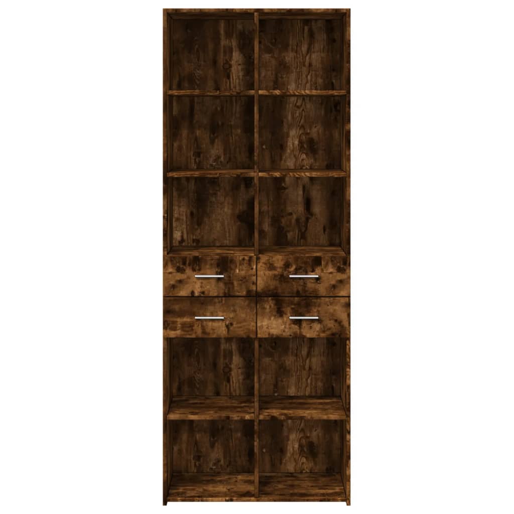 Buffet haut chêne fumé 70x42,5x185 cm bois d'ingénierie