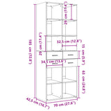 Buffet haut chêne fumé 70x42,5x185 cm bois d'ingénierie