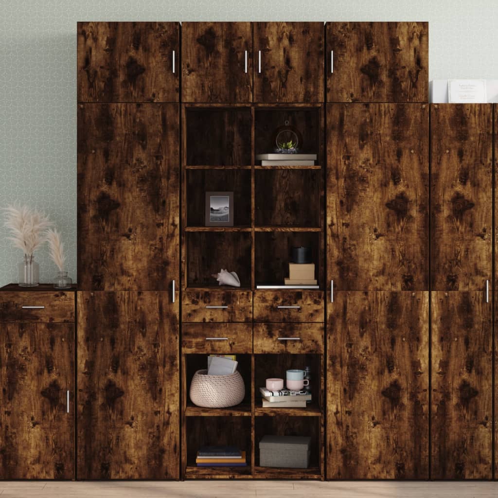 High sideboard smoked oak 70x42.5x185 cm engineered wood