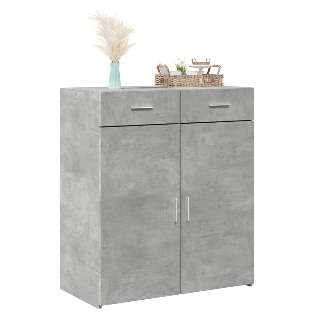 Buffet gris béton 80x42,5x93 cm bois d'ingénierie