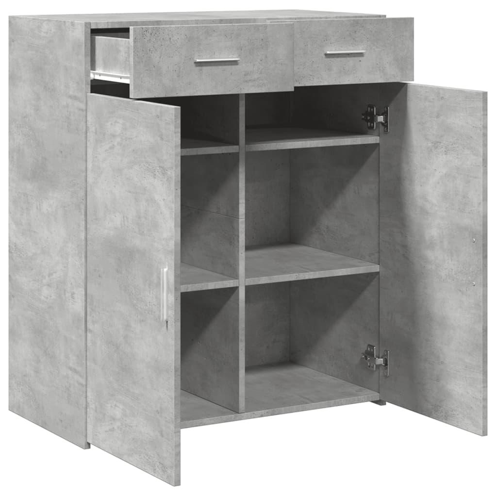 Buffet gris béton 80x42,5x93 cm bois d'ingénierie