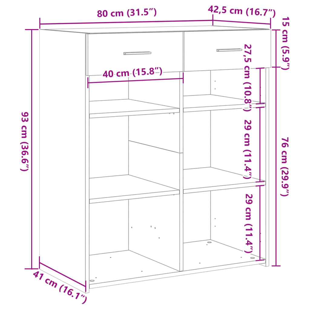 Buffet blanc 80x42,5x93 cm bois d'ingénierie