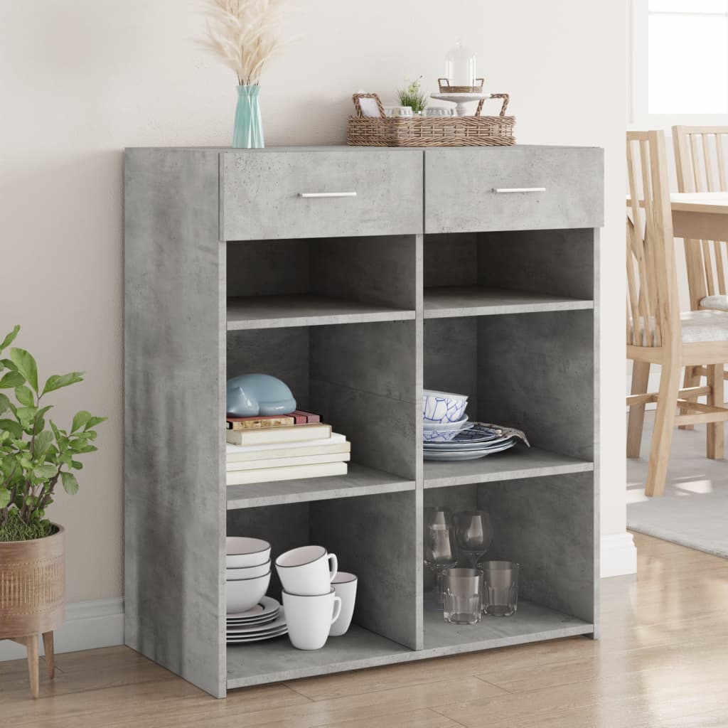 Concrete gray sideboard 80x42.5x93 cm engineered wood