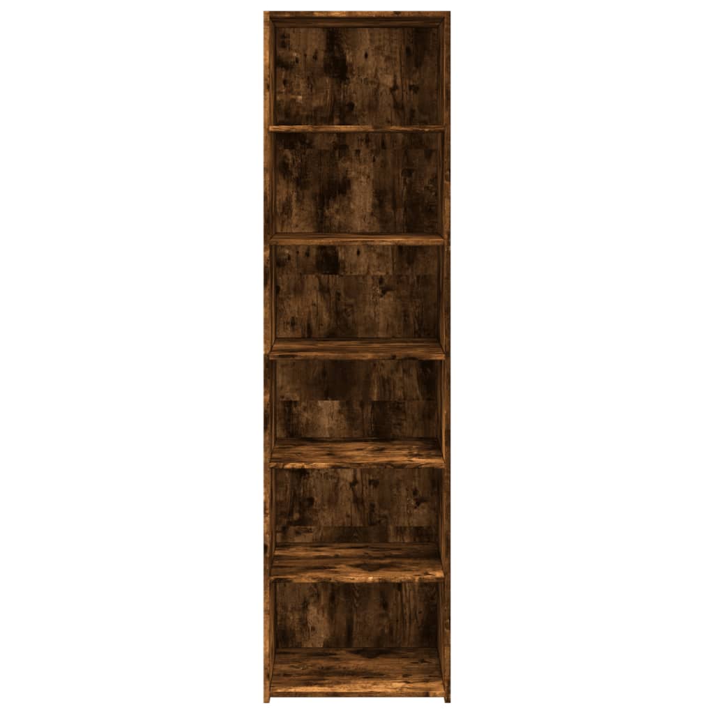 Buffet haut chêne fumé 50x41x185 cm bois d'ingénierie