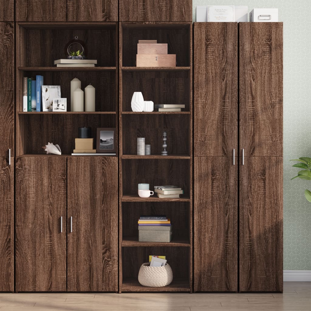 High sideboard brown oak 50x41x185 cm engineered wood