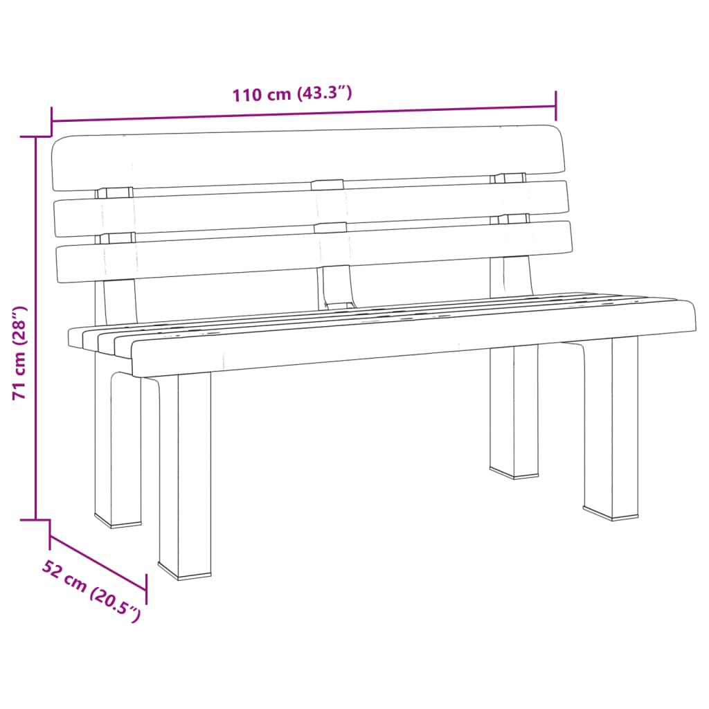 Banc de jardin blanc 110x52x71 cm polypropylène