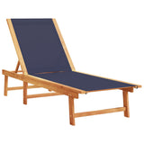 Chaise longue bleu bois d'acacia solide et textilène