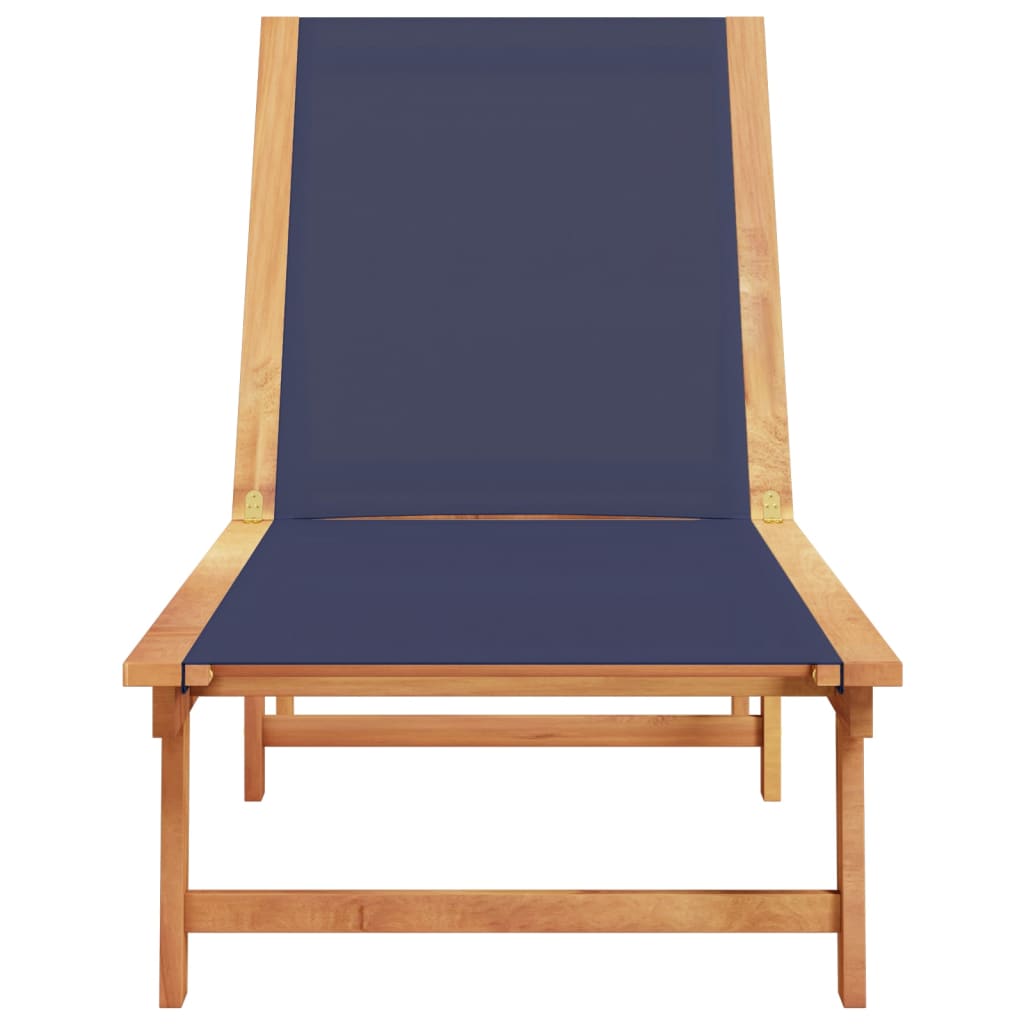 Chaise longue bleu bois d'acacia solide et textilène