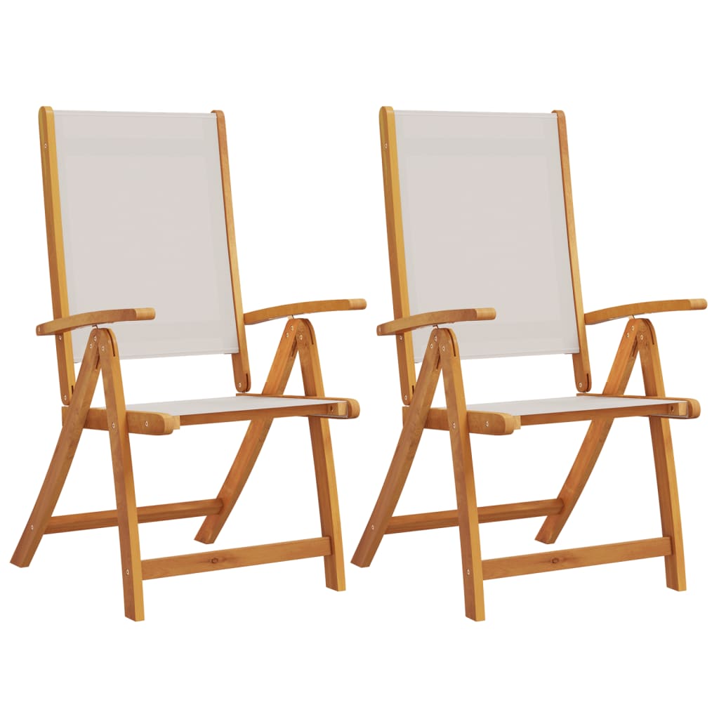 Chaises pliables de jardin lot de 2 bois d'acacia et textilène