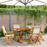 Ensemble à manger de jardin 5 pcs blanc crème tissu bois massif