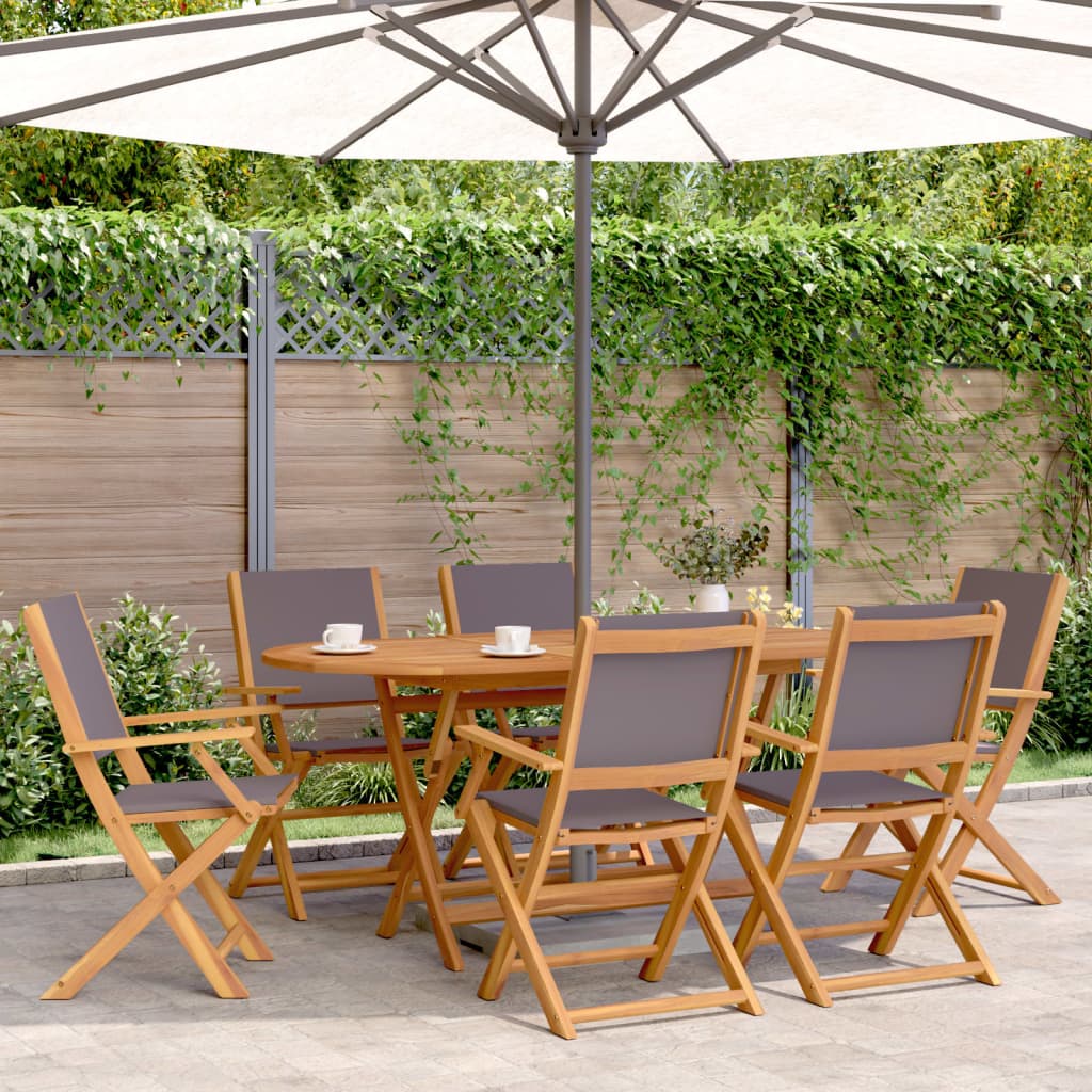 Ensemble à manger de jardin 7 pcs anthracite tissu bois massif