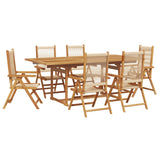 Ensemble à Manger de jardin 7 pcs beige polypropylène et bois