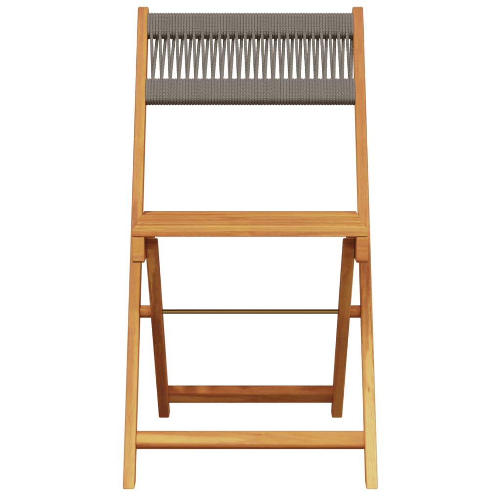 Ensemble de bistro 3 pcs gris polypropylène et bois massif