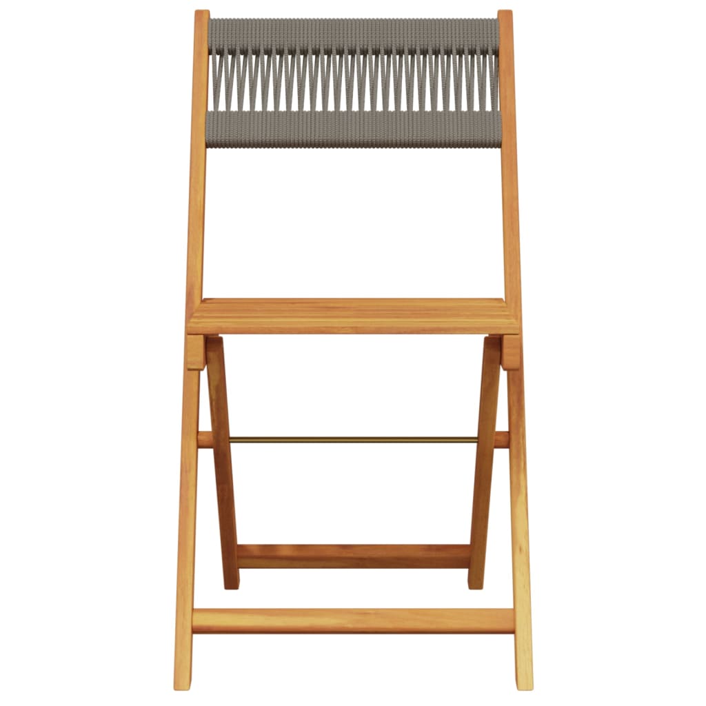 Ensemble de bistro 3 pcs gris polypropylène et bois massif