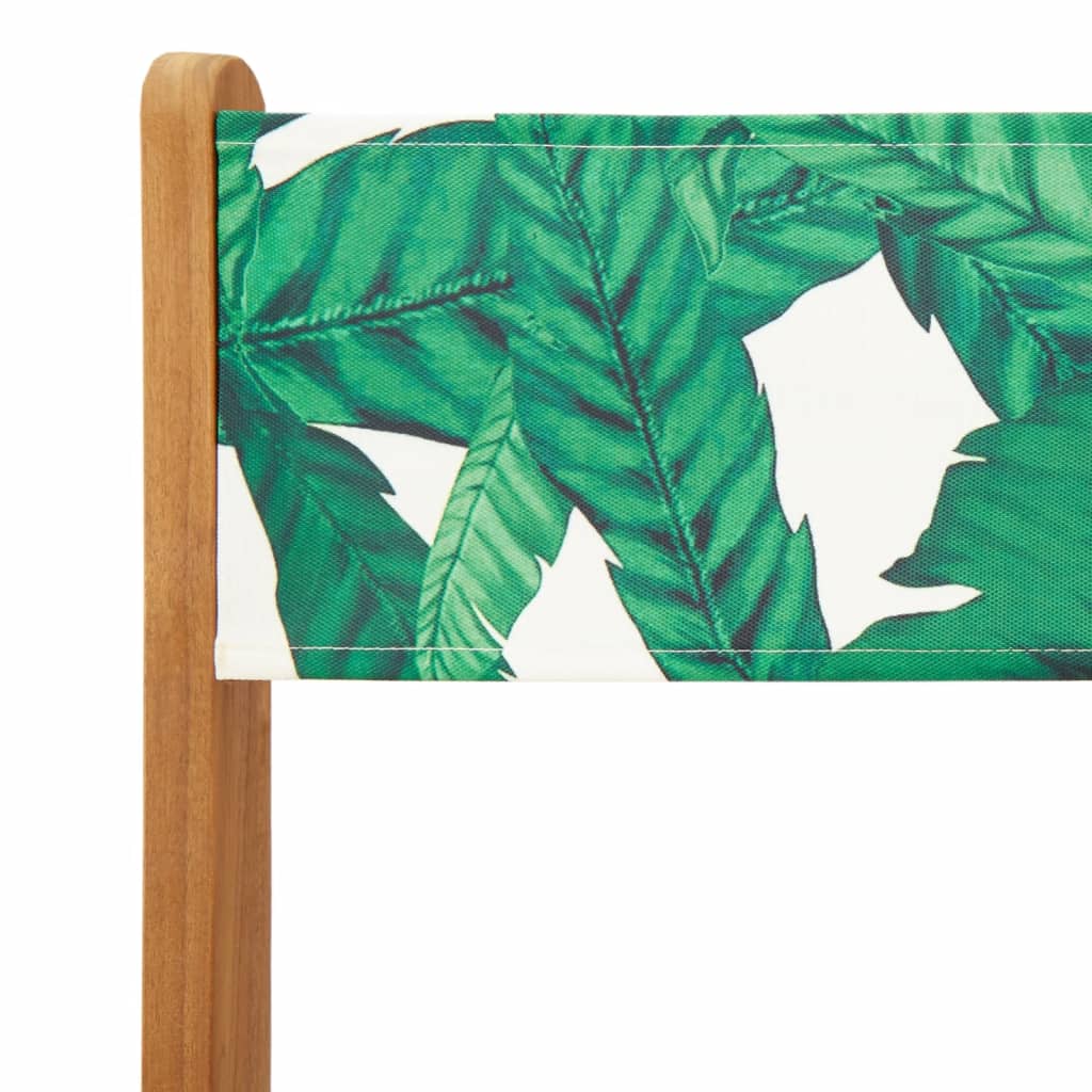 Ensemble de bistro 3 pcs motif de feuilles tissu et bois massif