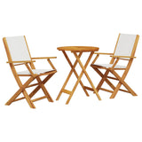 Ensemble de bistro 3 pcs blanc crème tissu et bois massif