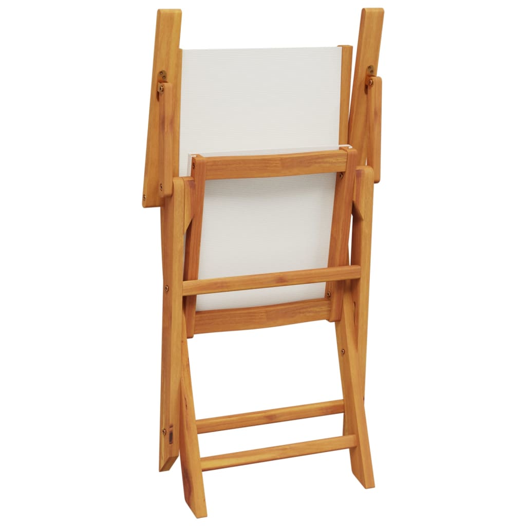 Ensemble de bistro 3 pcs blanc crème tissu et bois massif