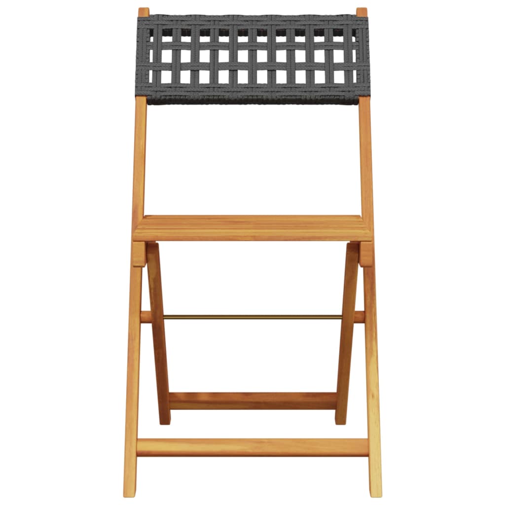 Ensemble de bistro 3 pcs noir résine tressée et bois massif