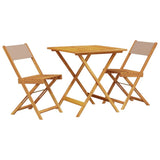 Ensemble de bistro 3 pcs taupe tissu et bois massif