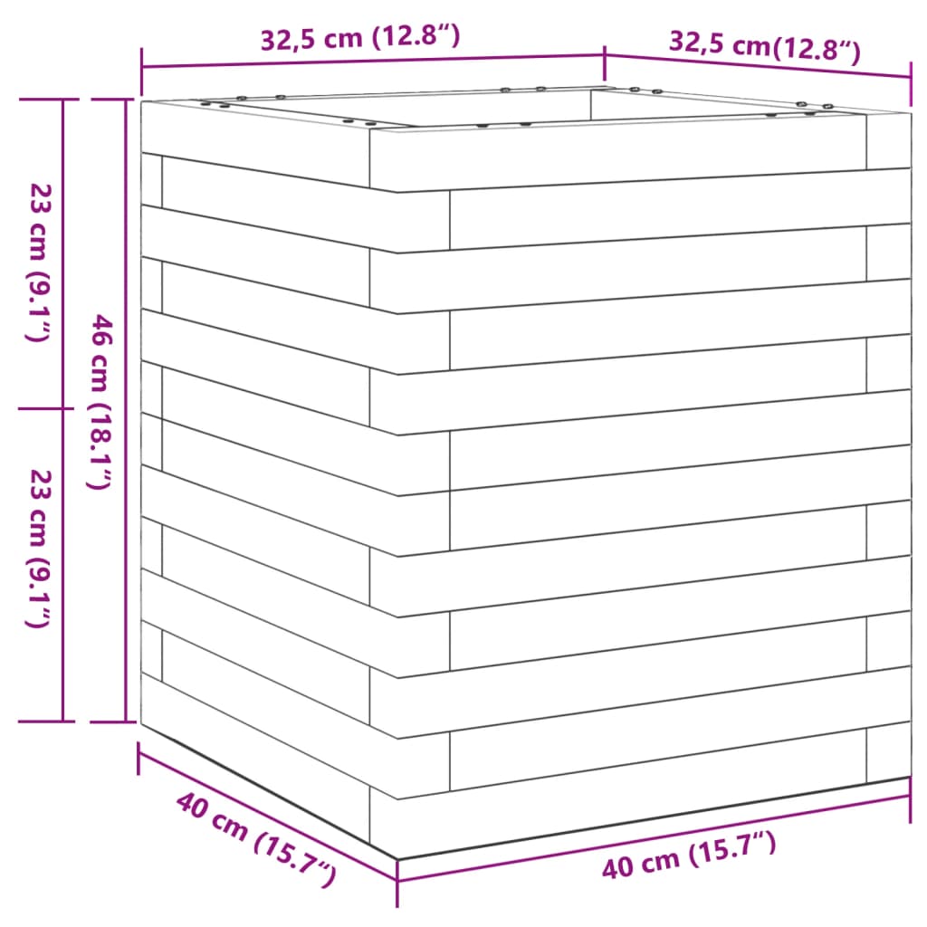 Jardinière blanc 40x40x46 cm bois de pin massif