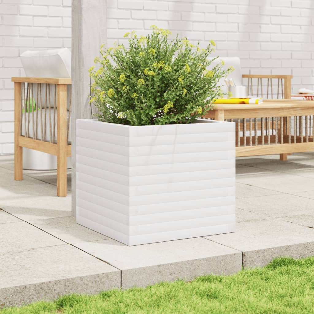 White planter 50x50x46 cm solid pine wood