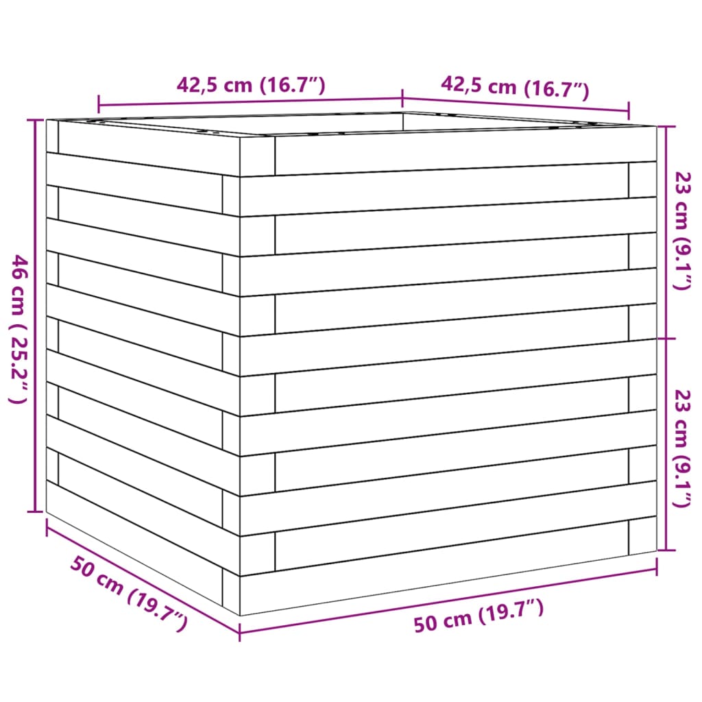 Jardinière blanc 50x50x46 cm bois de pin massif