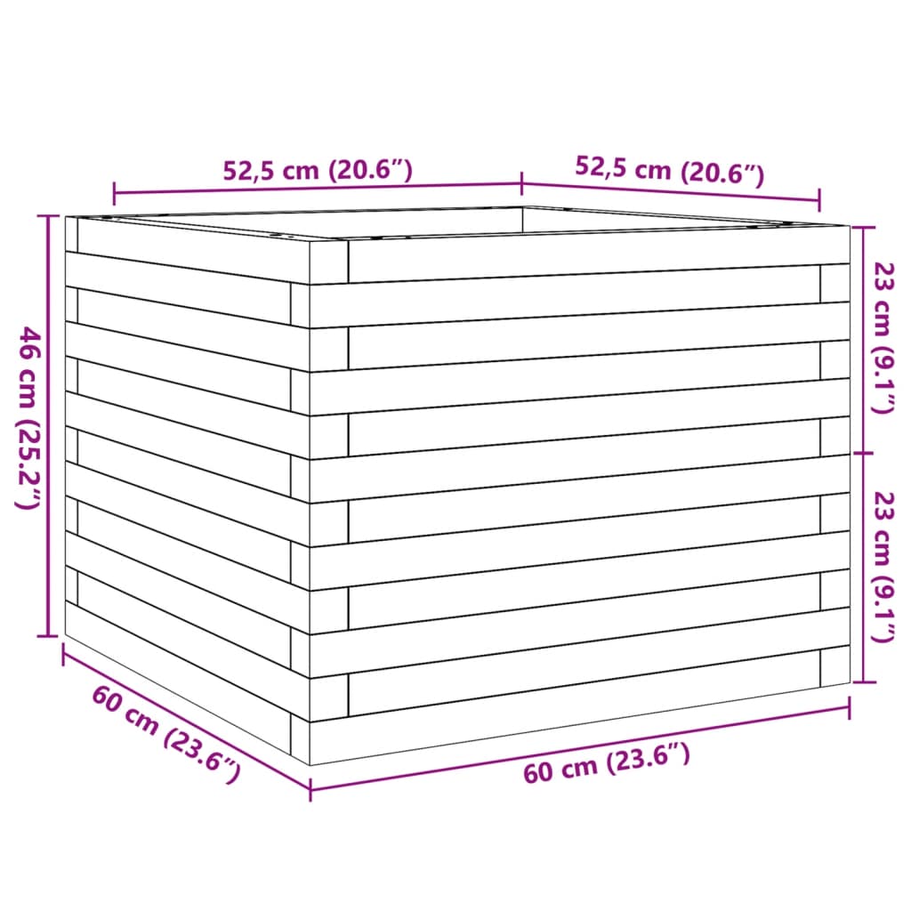 Jardinière blanc 60x60x46 cm bois de pin massif