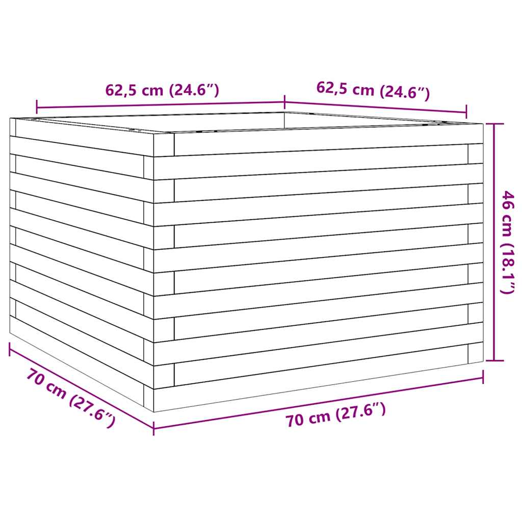 Jardinière 70x70x46 cm bois de pin massif