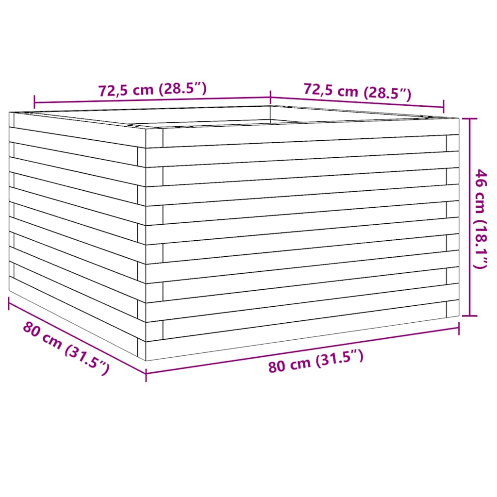 Jardinière 80x80x46 cm bois massif de douglas