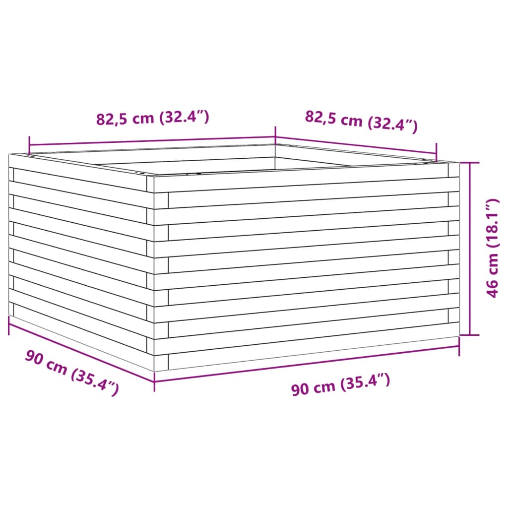 Jardinière 90x90x46 cm bois de pin massif