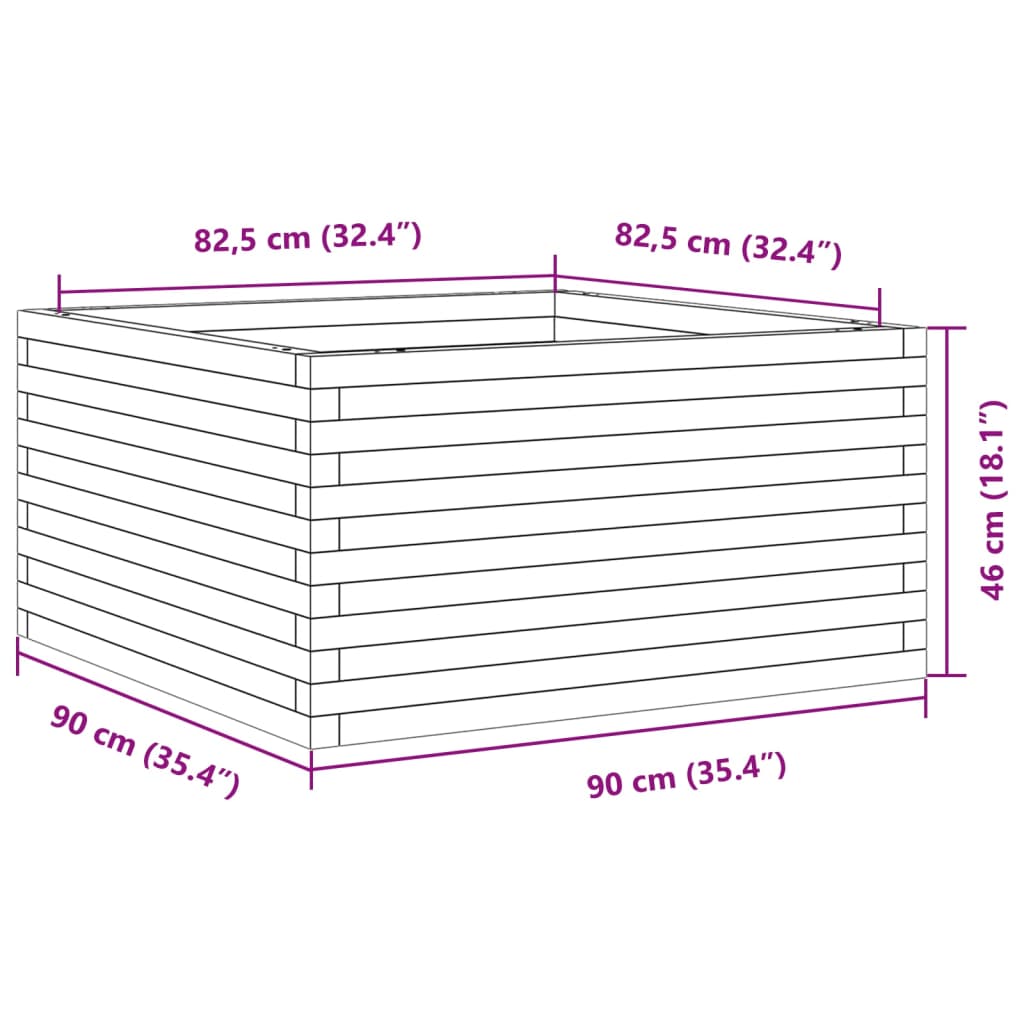 Jardinière 90x90x46 cm bois massif de douglas