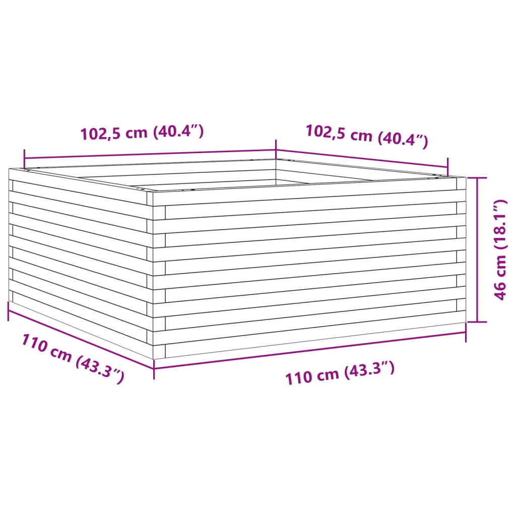 Jardinière blanc 110x110x46 cm bois de pin massif