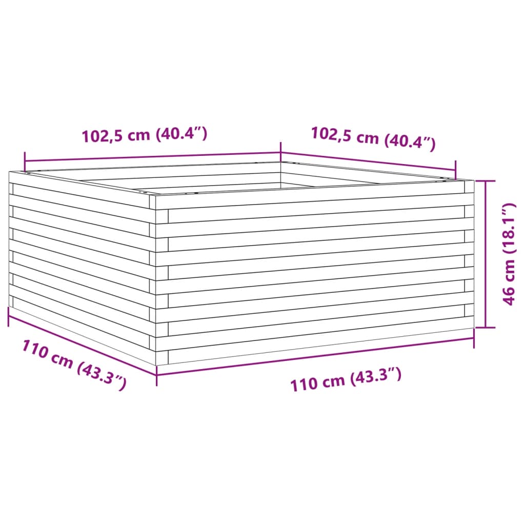 Jardinière 110x110x46 cm bois massif de douglas