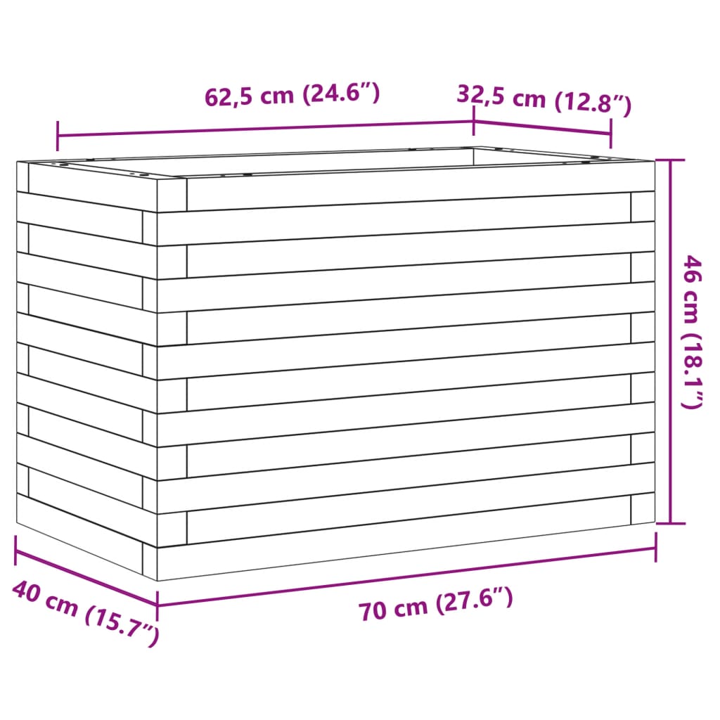 Jardinière 70x40x46 cm bois massif de douglas