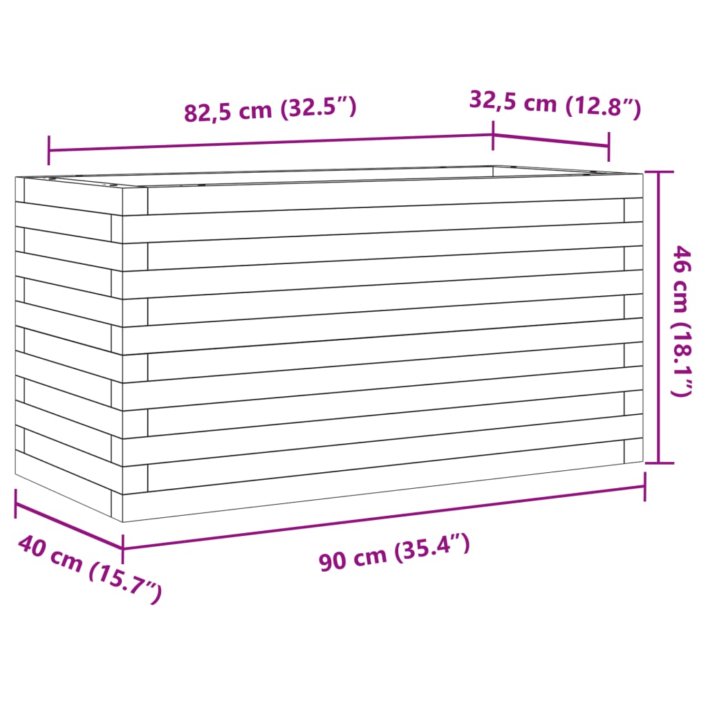 Jardinière 90x40x46 cm bois de pin massif