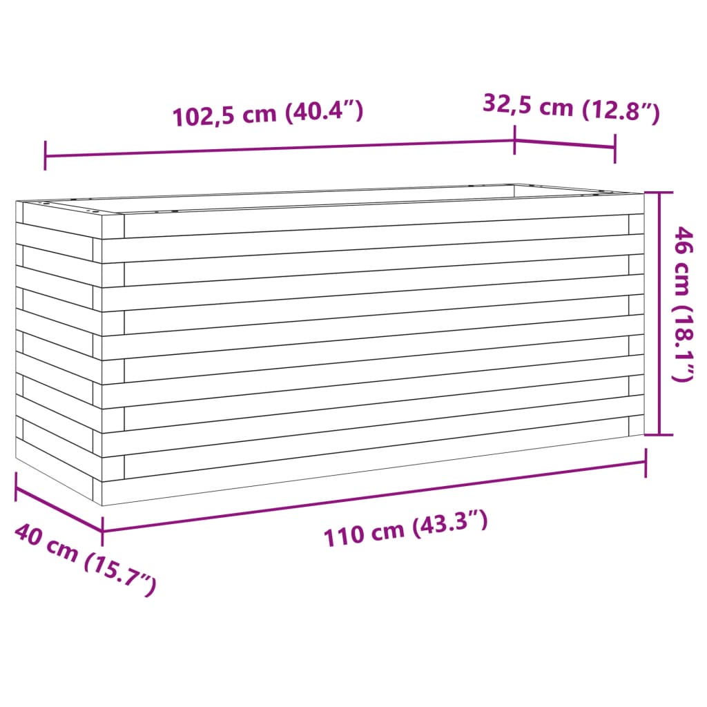 Jardinière 110x40x46 cm bois de pin imprégné