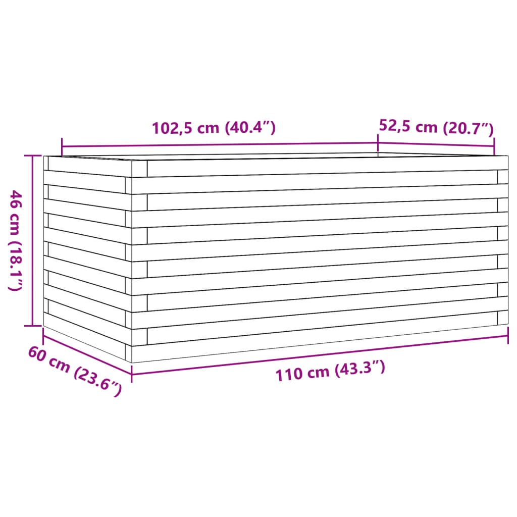 Jardinière 110x60x46 cm bois de pin massif