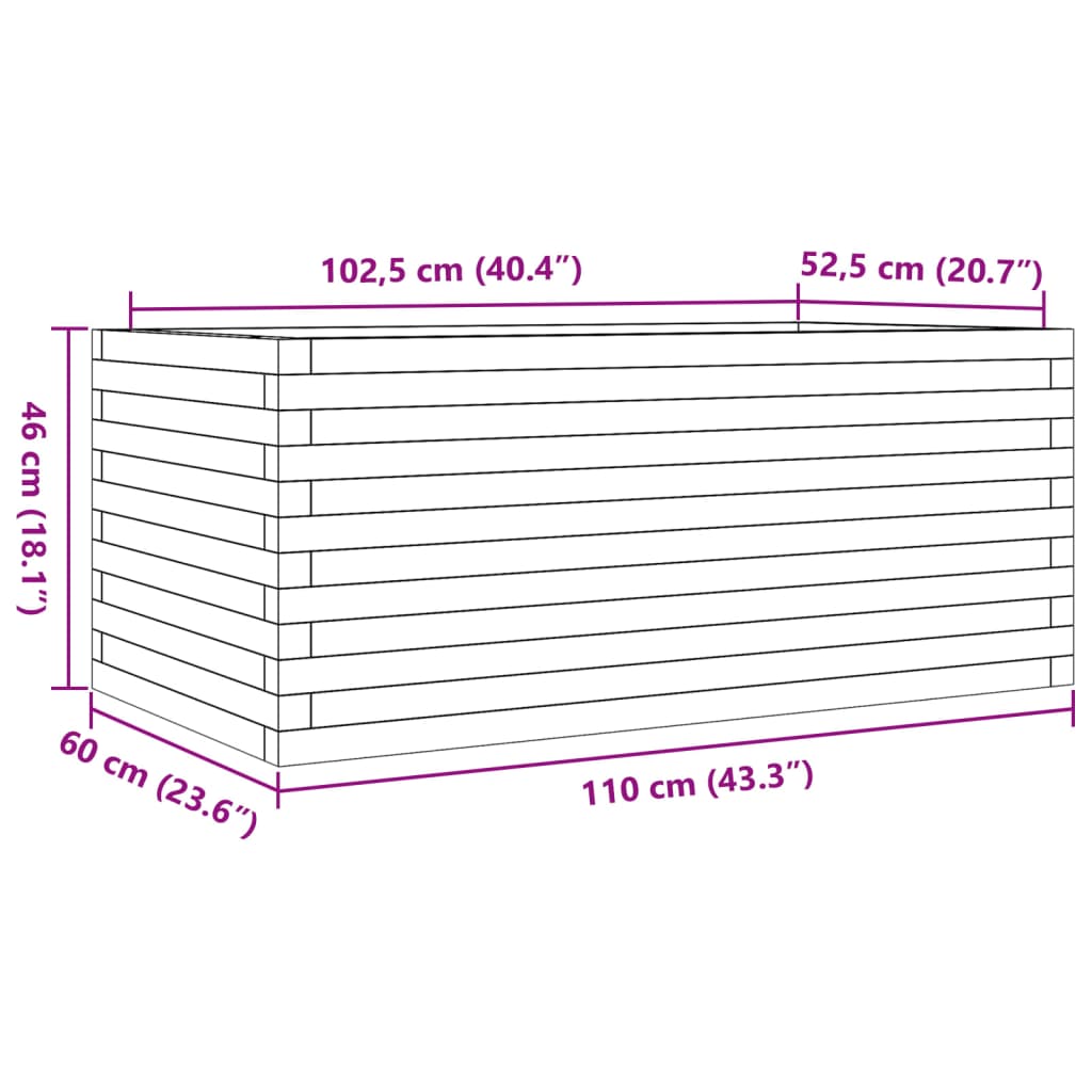 Jardinière 110x60x46 cm bois massif de douglas