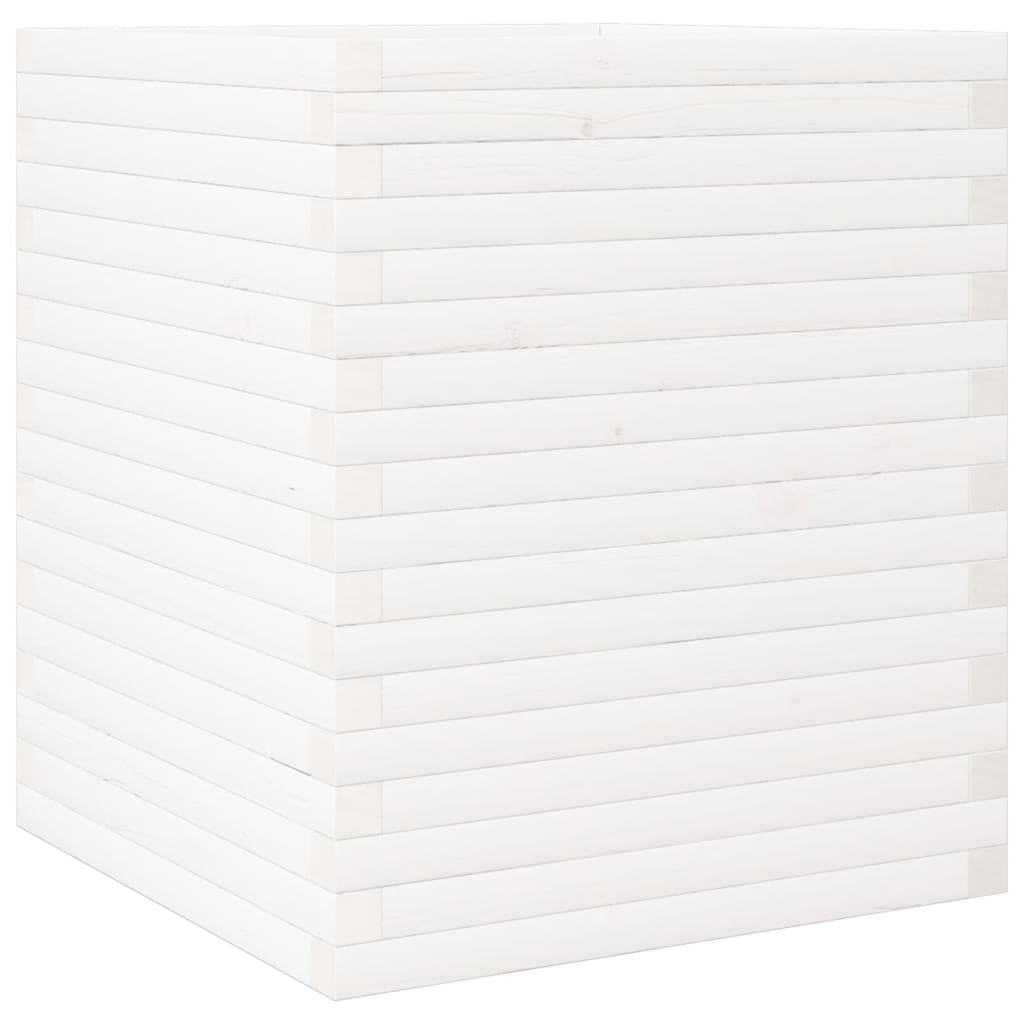 Jardinière blanc 60x60x68,5 cm bois de pin massif