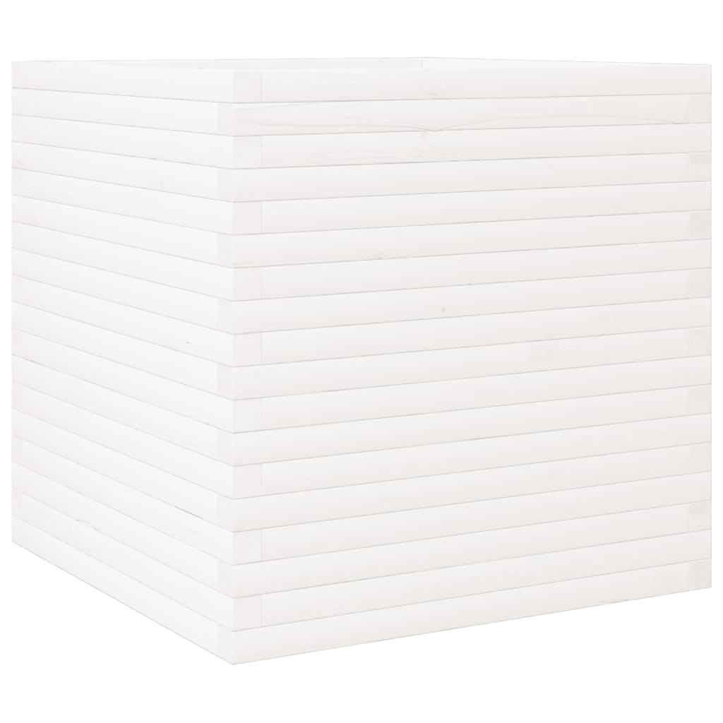 Jardinière blanc 70x70x68,5 cm bois de pin massif