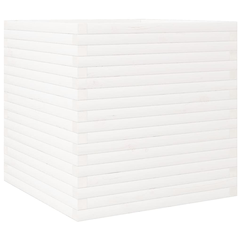 Jardinière blanc 70x70x68,5 cm bois de pin massif