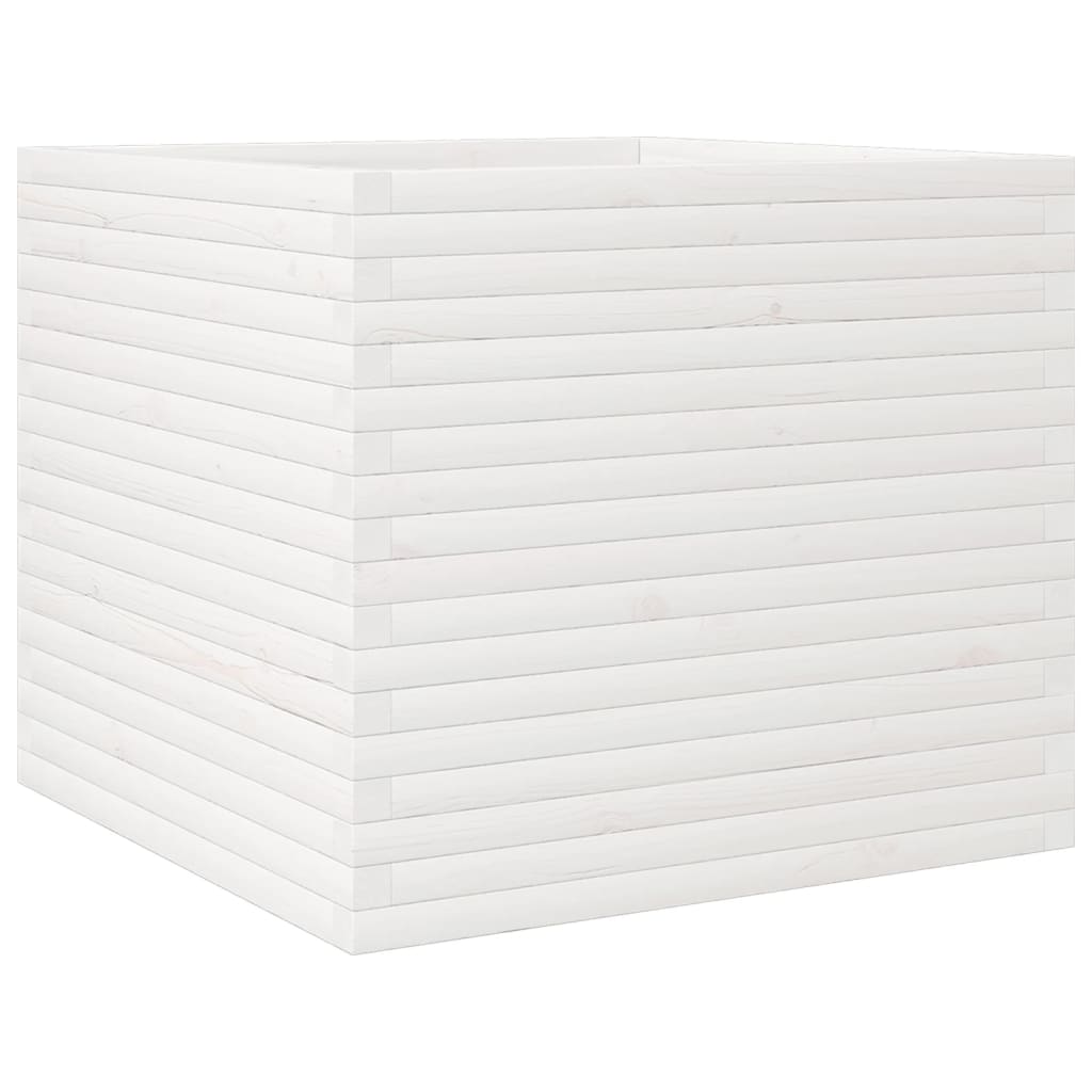 Jardinière blanc 80x80x68,5 cm bois de pin massif