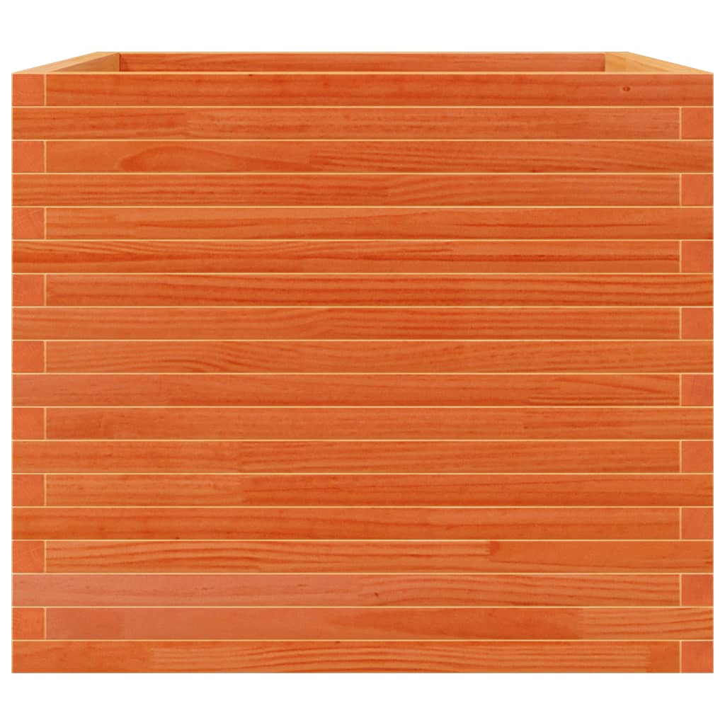 Jardinière cire marron 80x80x68,5 cm bois de pin massif