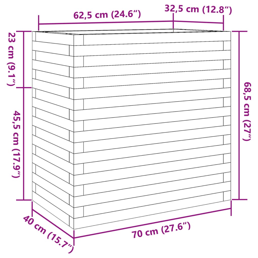 Jardinière 70x40x68,5 cm bois de pin massif