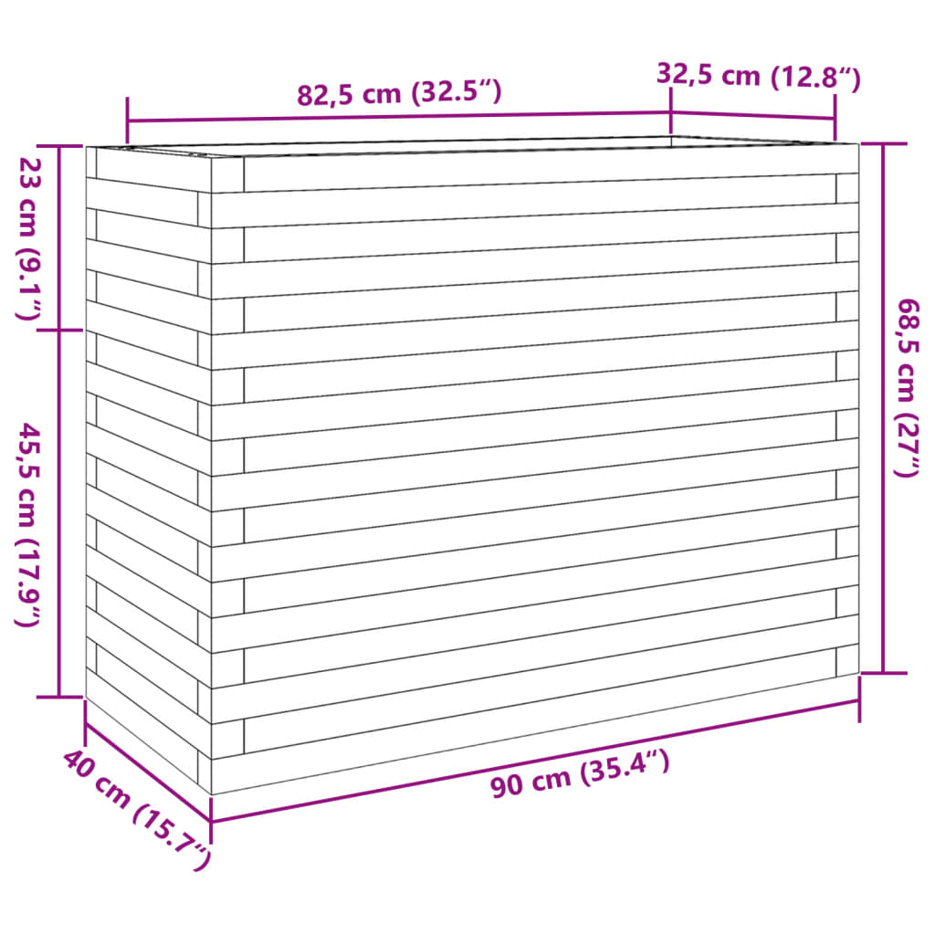 Jardinière 90x40x68,5 cm bois massif douglas