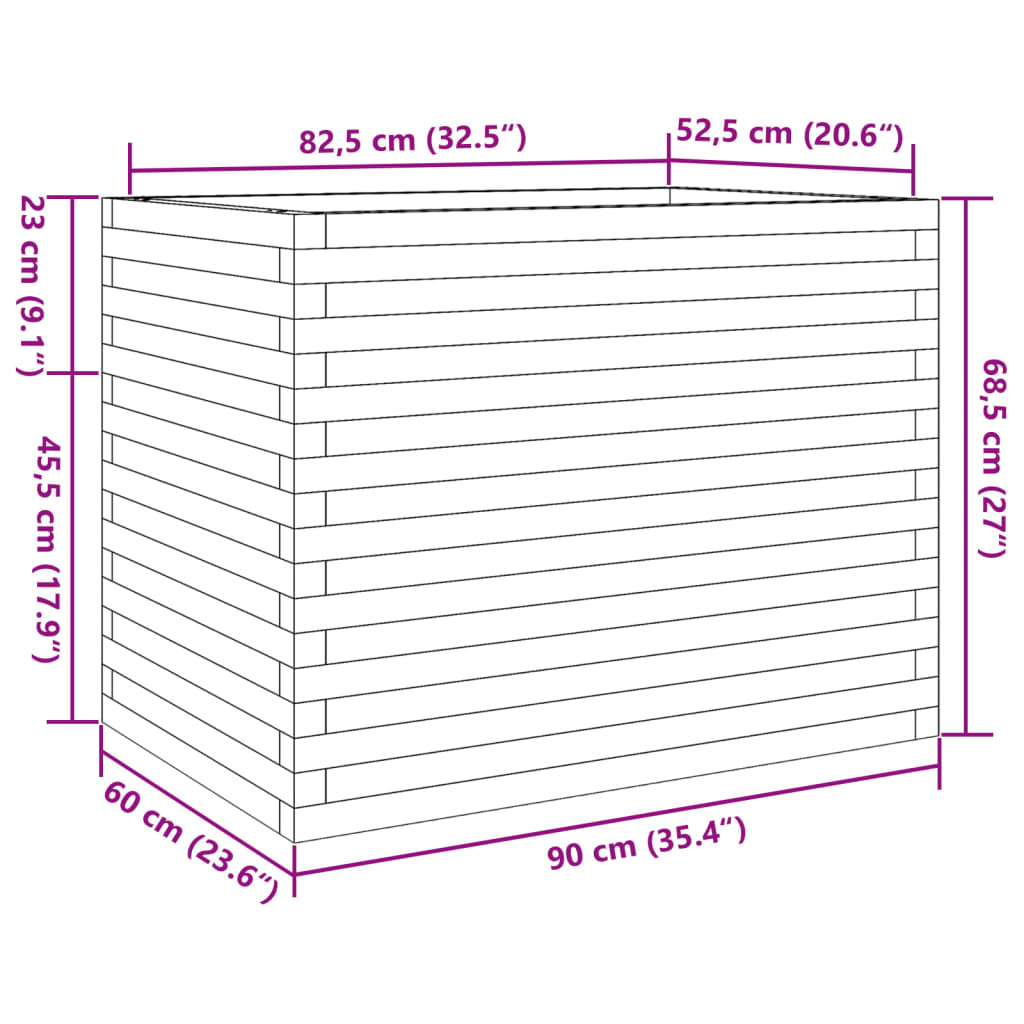 Jardinière blanc 90x60x68,5 cm bois de pin massif